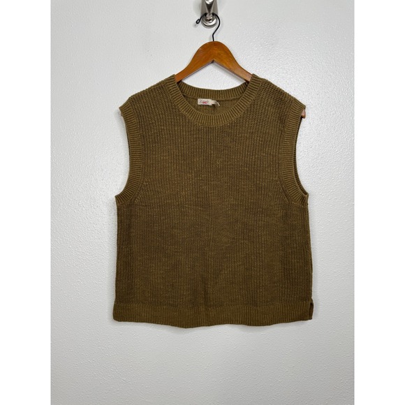Faherty Tops - Faherty Miramar Olive Green Linen Blend Muscle Tank Top Size Large